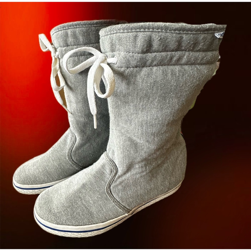 Vintage Adidas Honey Boot Grey Jersey Mid Calf‎ Sneaker Boots Women 6.5 V24246